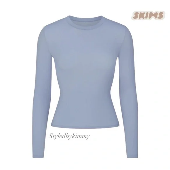 SKIMS FITS EVERYBODY LONG SLEEVE T-SHIRT Slate  SIZE S Small NEW NWT - Picture 3 of 3